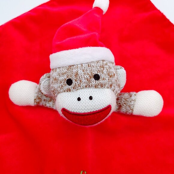 Baby Starters Santa Sock Monkey Lovey Security Blanket Red 1st Christmas Rattle - Picture 4 of 6